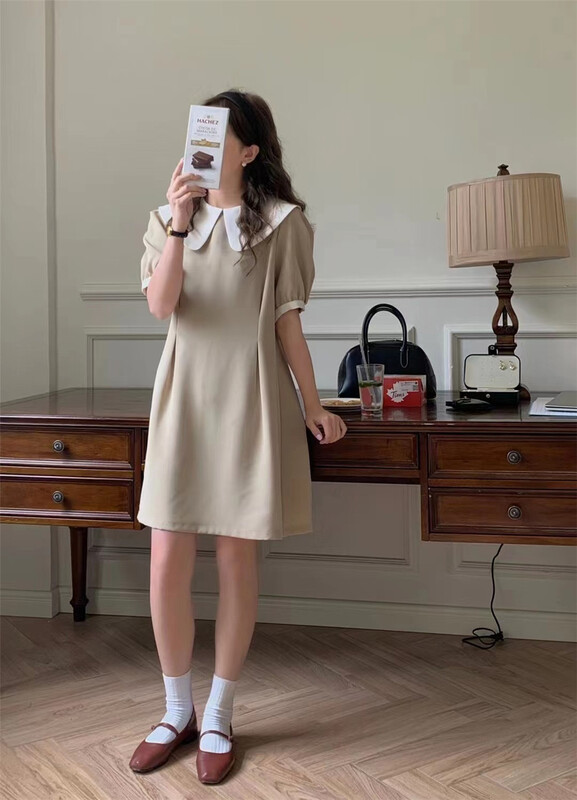 [larti] color blocking fashion Korean dress c8517\ll
