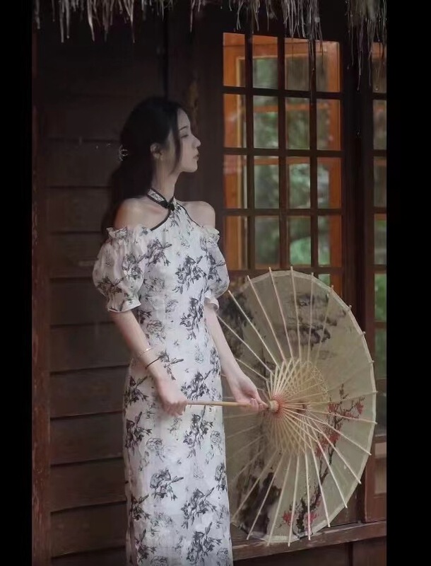 [little woman] Chinese design retro Mock Neck Dress 22212\pcz