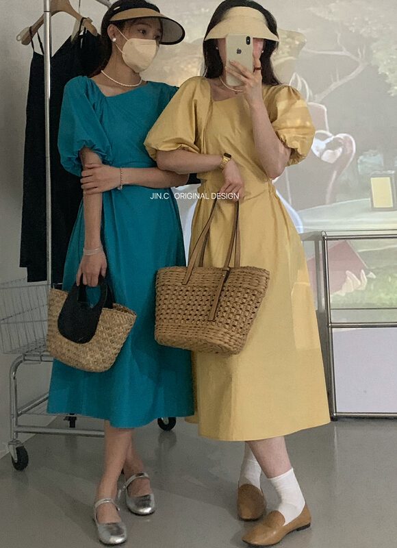 [jin.c] diagonal shoulder and waist leakage solid color hollow out dress h3100\xyy