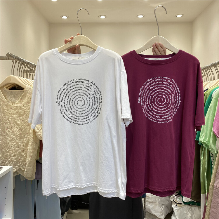 【E】 Personalized graphic print loose short sleeve T-shirt 031\y