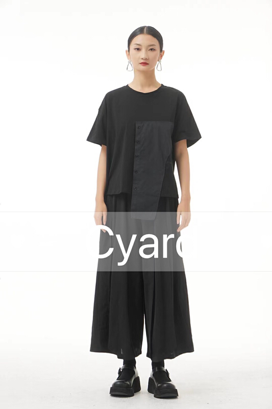 [cyard] Japanese splicing design loose short sleeve T-shirt 90377\l