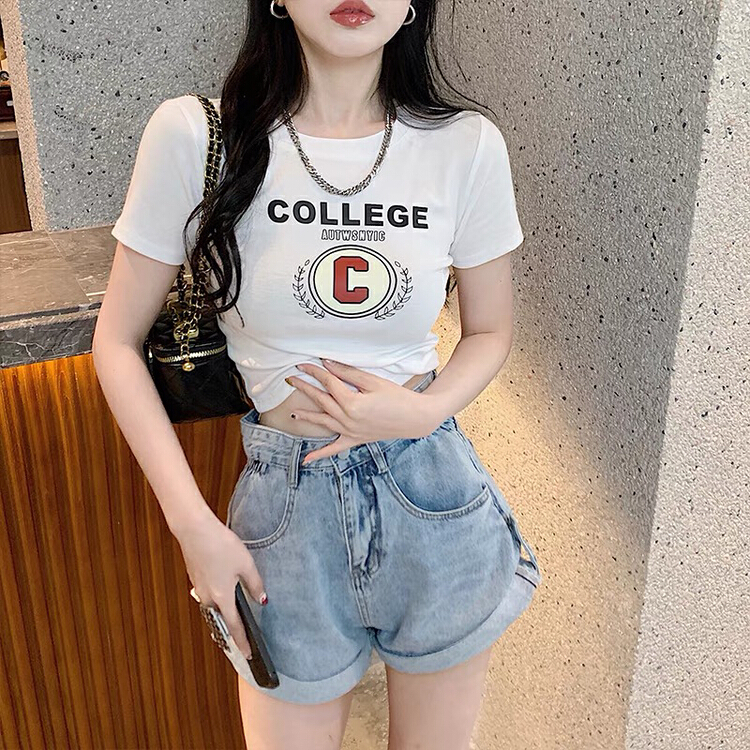 Original price: 34.96! New in early summer! [1to3] round neck letter printed fashion shirt (excluding necklace) 115\lsw