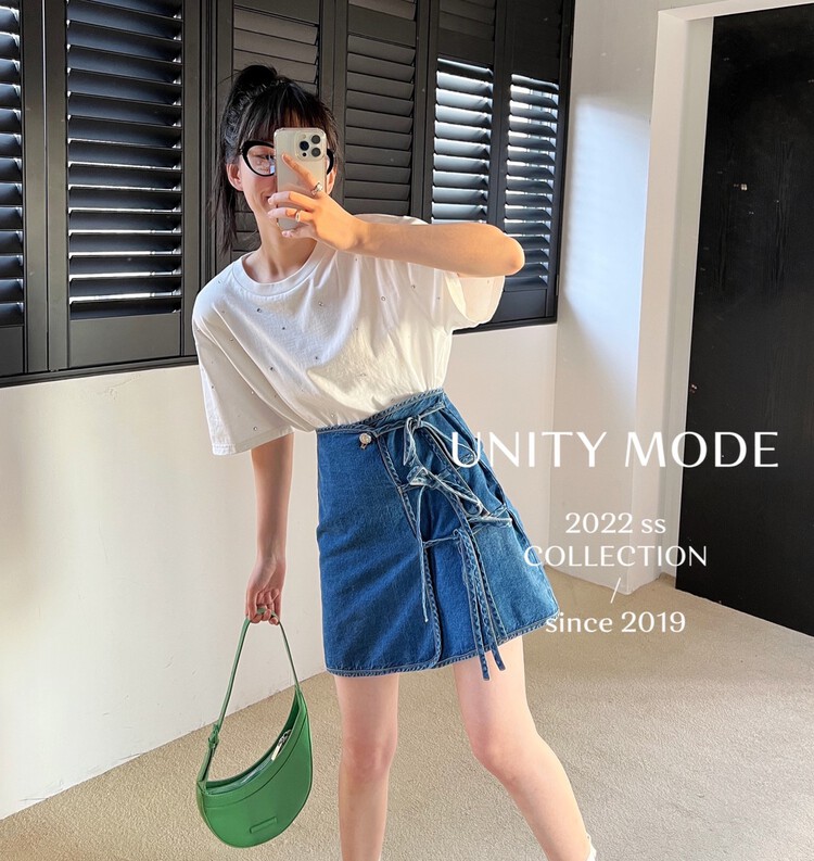 [unit] high waist design feels thin, drawstring tie skirt 6399\cqw