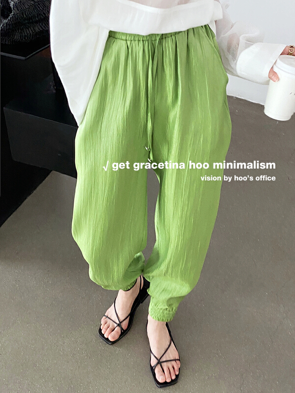 [gracetina Hoo] minimalist Tiansi cool customized casual pants (decorative buckle drawcord elastic waist) k9195\cqw