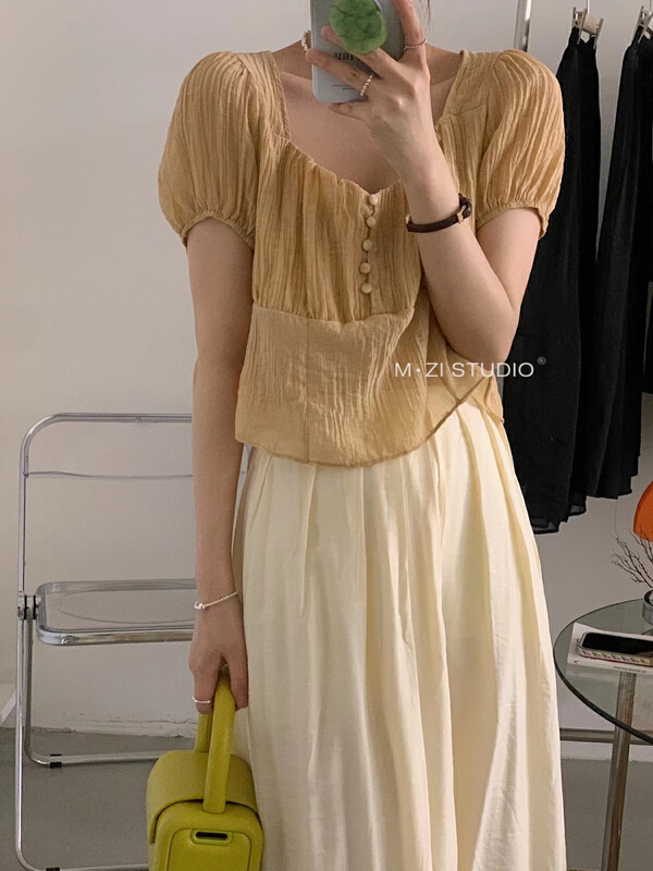 In early summer! [m.zi studio] Korean gentle short shirt 5602\hbx