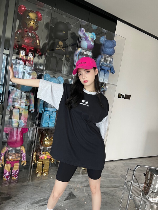 [m.zz] contrast color trend retro short sleeve T-shirt 9125\lsw