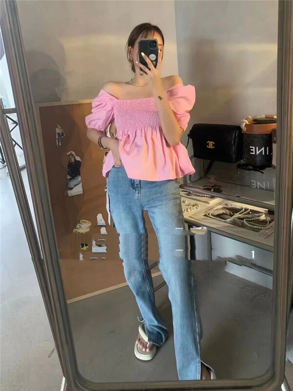 [x.xan] bubble sleeve square collar shirt 7323\pcz