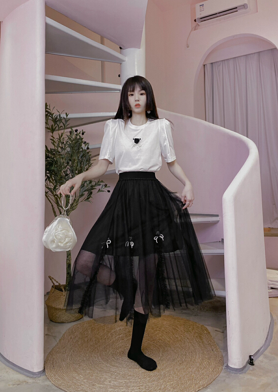 New in early summer! [twins] Korean Ladies' versatile high waist skirt 3069\hjy