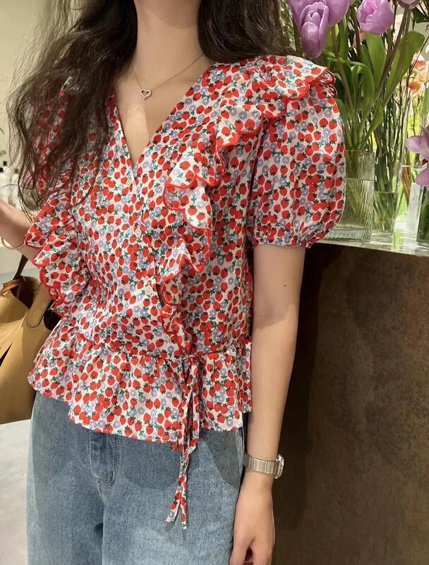 [o.lucky] fresh flower comfortable shirt ys1-1412\hbx