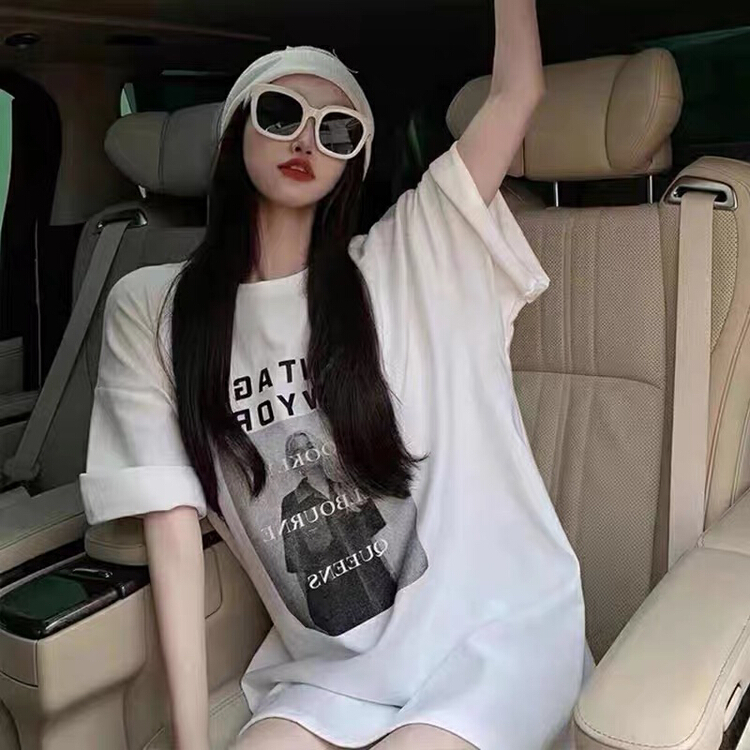 [ta+] trend cool print round neck versatile short sleeve T-shirt 8199\xyy