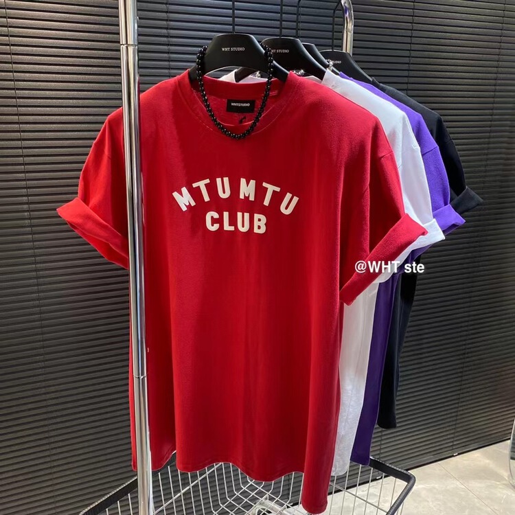 [wht] lettered print Pullover short sleeve T-shirt 5071\wtt