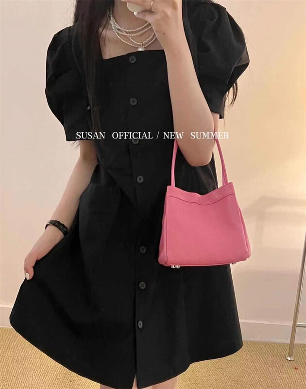 [Susan] French square neck and breasted dress 18803\lsw