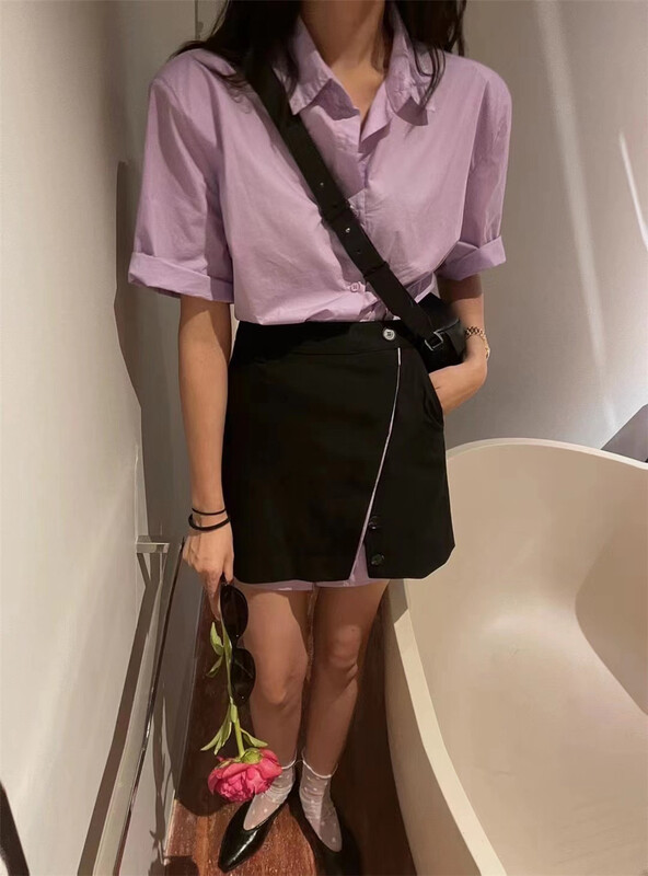 [M queen] fashionable commuter versatile shirt + personalized simple skirt suit 6311\hbx