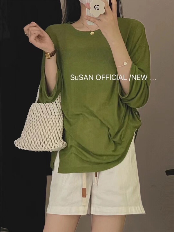【 Susan 】 round neck Korean fashion long sleeve T-shirt 6051-1\lsw