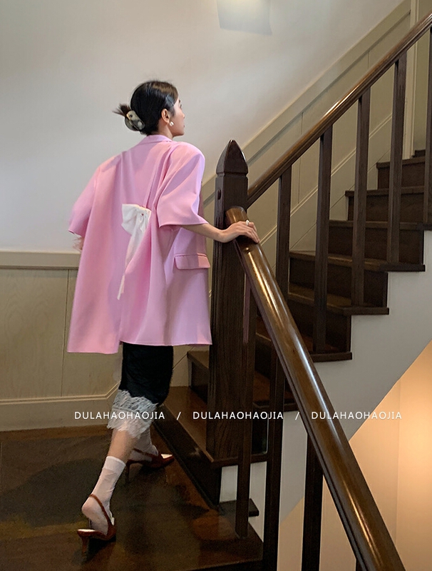 [c.h.z] back bow pink thin suit 80097\wtt