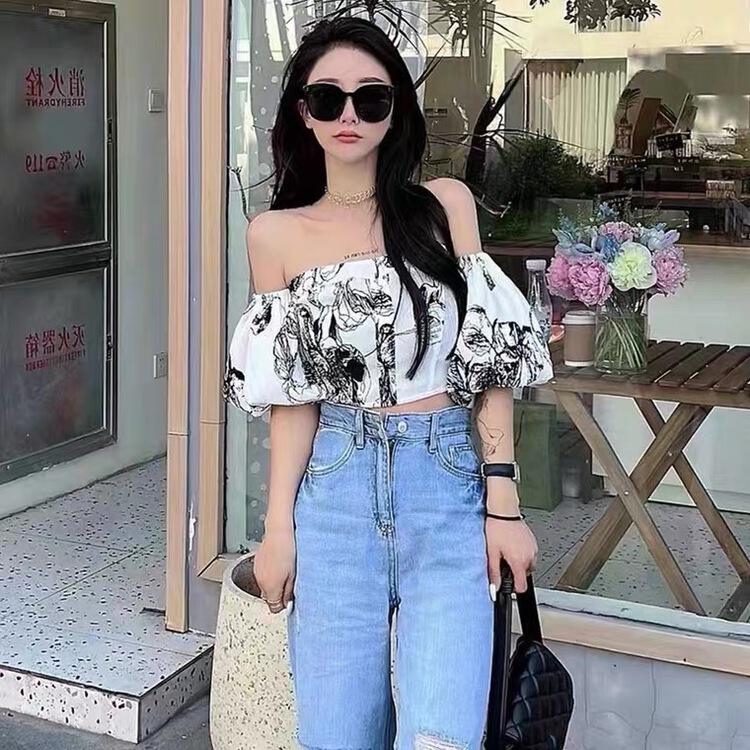 [mix] off shoulder Pullover short sleeve shirt 0266\wtt