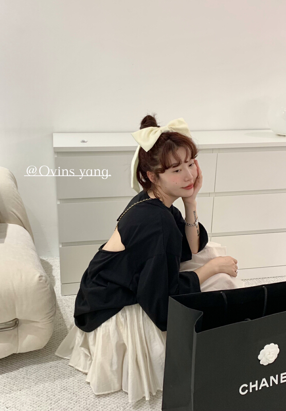 [ovinsyang] long sleeve loose loophole t long sleeve T-shirt 8683\wtt