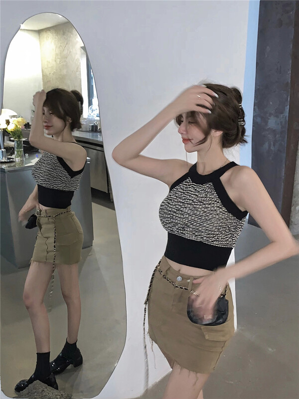 [d.ffstudio] short slim contrast vest / sling 1165\wtt