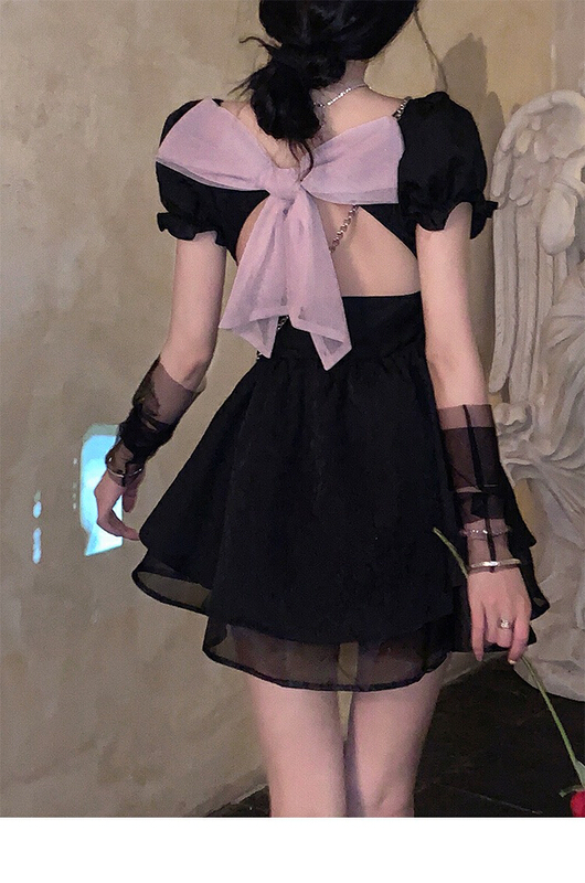 [Huaxi] spice girl back bow decoration backless dress 9203\pcz