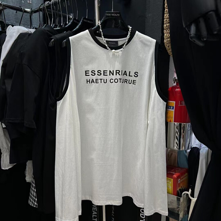 [buyer Yan Xuan - God of wealth] contrast color off shoulder loose fashion letter sun shirt (only selling sun shirt) 1639\cl