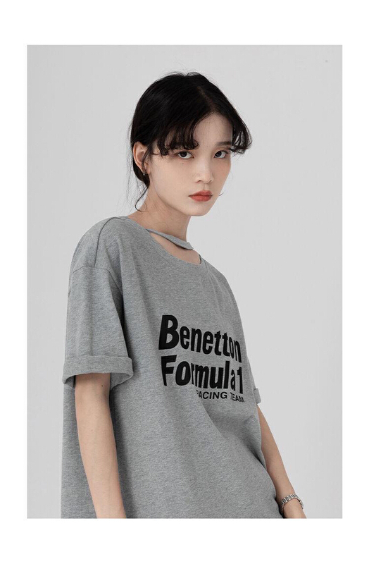 [9319] simple letters loose and versatile short sleeve T-shirt 9009\l