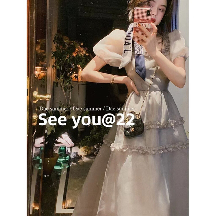 [see you] milk silk bubble sleeve dress 31028 \pcz