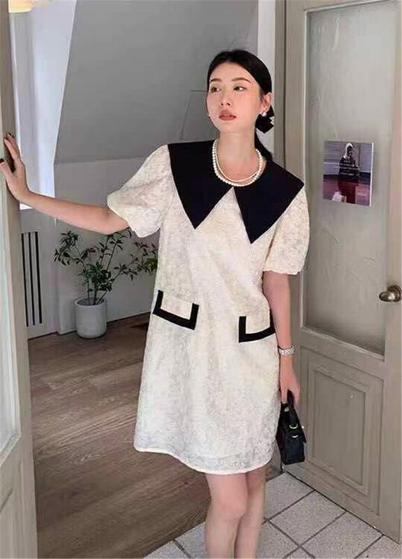 [Xiangli] Xiaoxiang contrast collar Jacquard Dress 8520\pcz