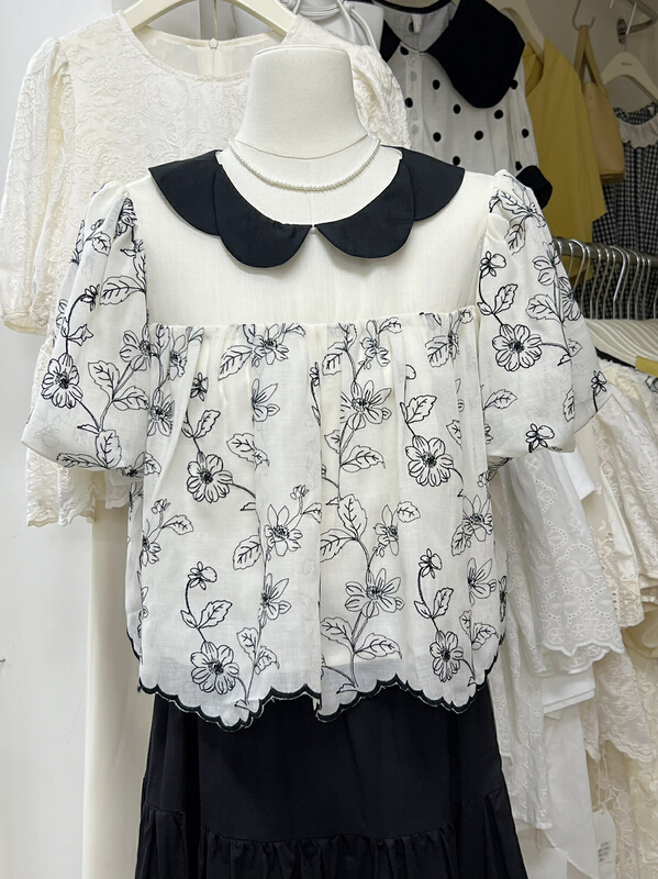 [the day] heavy industry embroidery contrast shirt 6005\ll