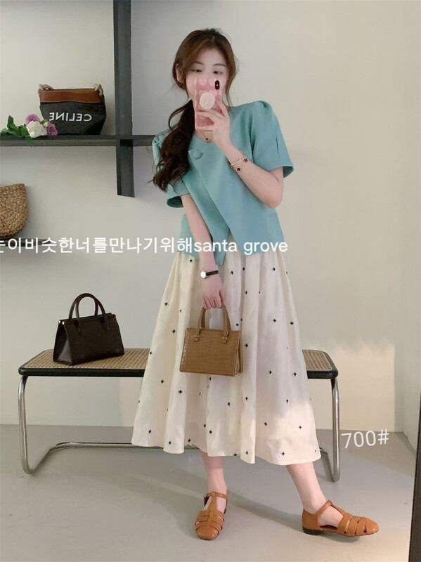 In early summer! [thousands of fashion products] wave point fashion versatile skirt ys1-700\hjy
