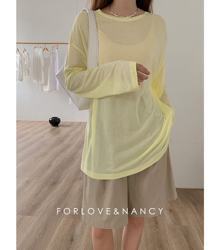 [FN] simple solid color Tencel sunscreen long sleeve T-shirt nb2tsa280n\cqw
