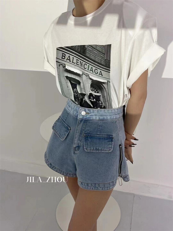 【 aus 】 Vintage denim shorts with zipper design g602\lsw