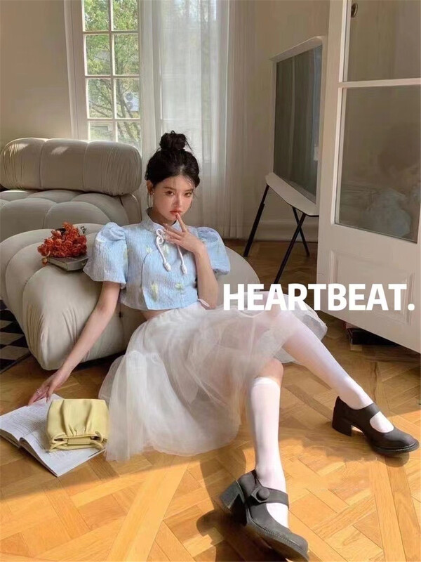 [hearteat] stand collar short sleeve pullover shirt 599\zjy