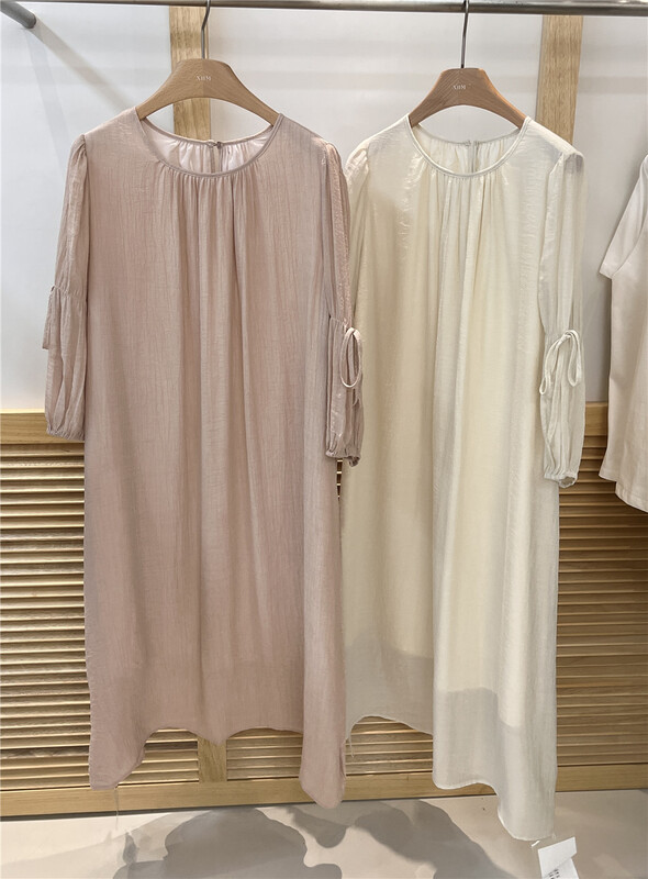 [xhm] gentle wind round neck clear color dress 2069\zjy