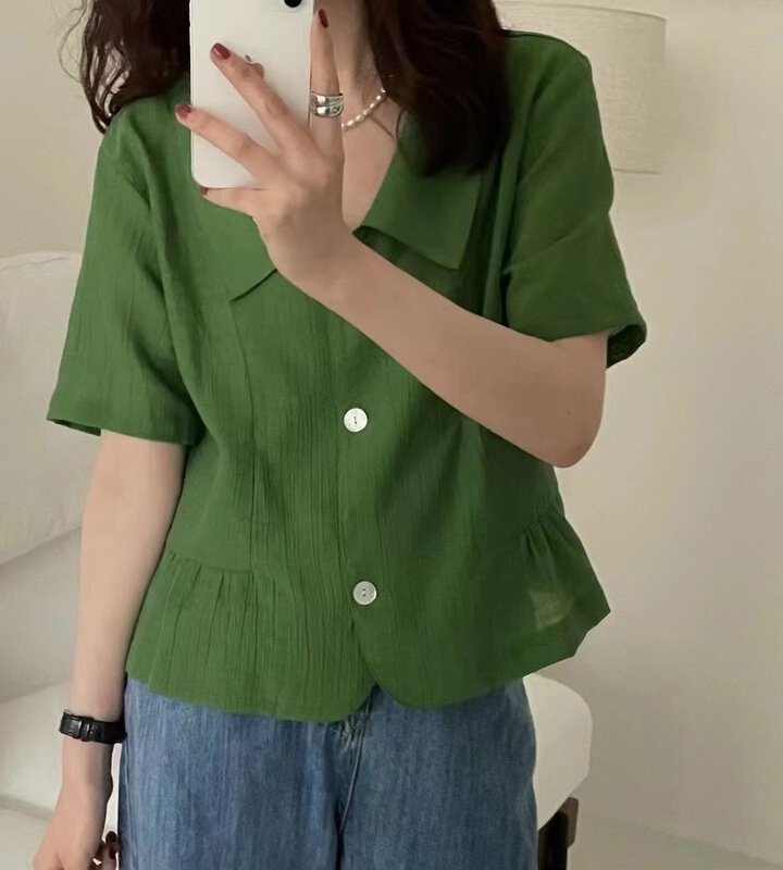 In early summer! [m.zi studio] Korean version simple and versatile shirt 5608\hbx