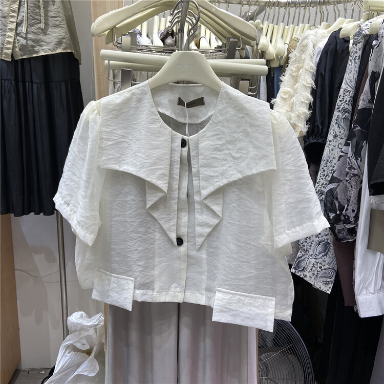 [march-l March meow home] fashion irregular design versatile shirt 1751\l
