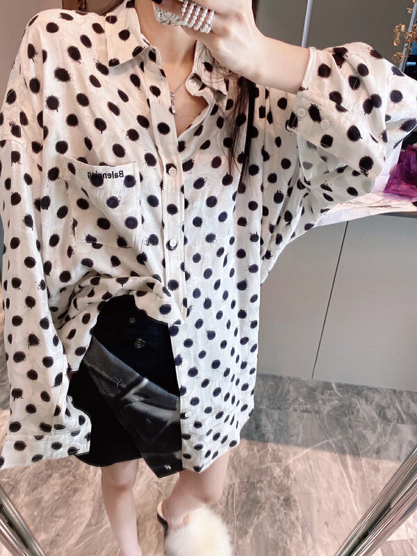 [YT] black and white dot letter embroidered sunscreen shirt cs5762\pcz