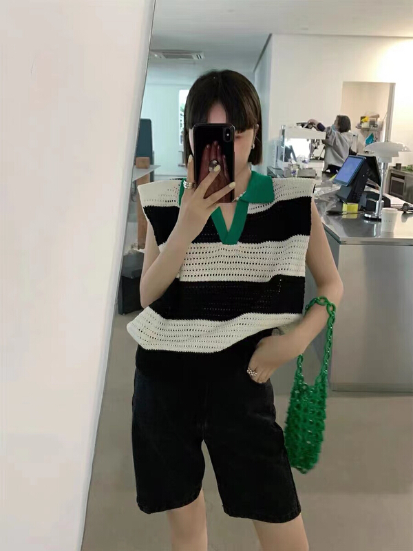[rainbow] contrast fashion niche vest / sling 1172\wtt