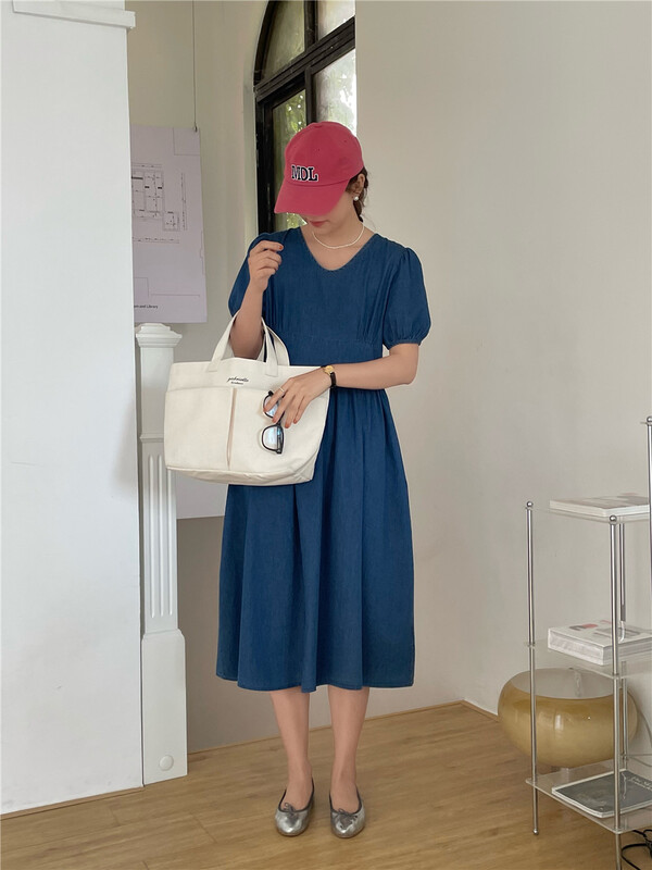 [feeding] Korean casual loose denim dress 7915-h7\s