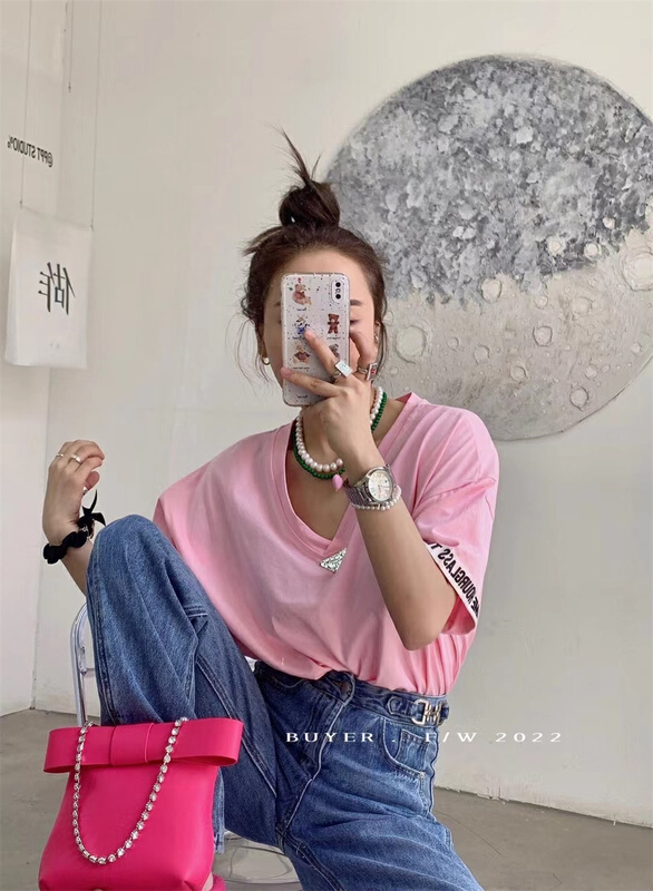 New year in early spring! [buyer] letter print Pullover short sleeve T-shirt l009\wtt