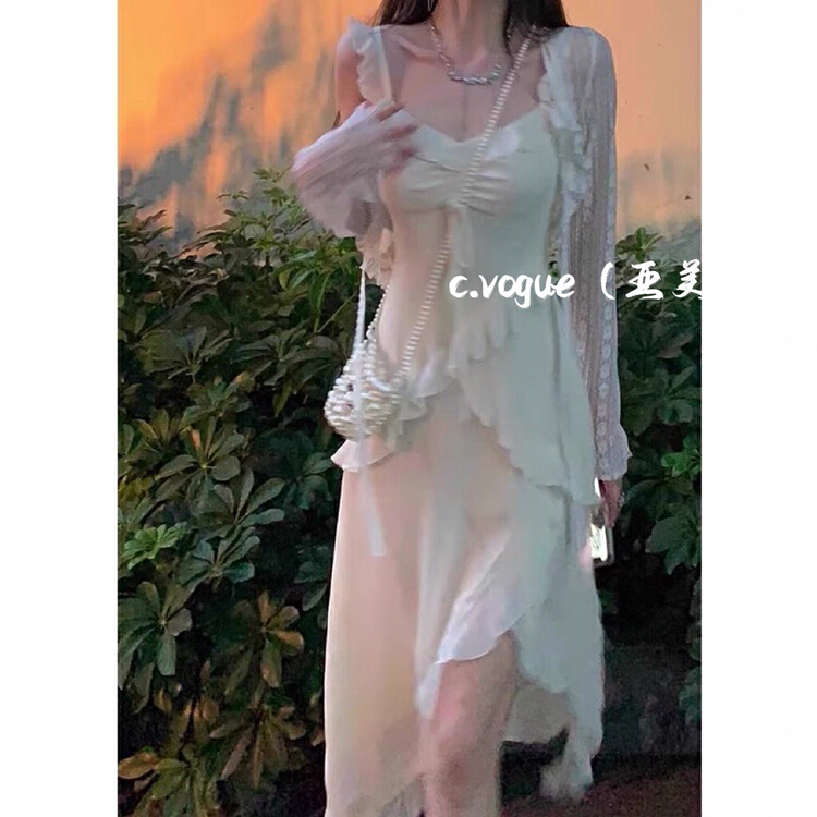 [c.vogue] Korean soft and pure dress + sweet and versatile blouse set 3917\pcz