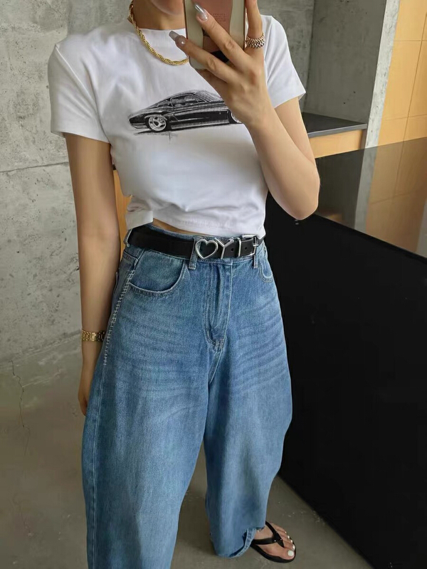 [blue show] street car printed short sleeve T-shirt 7010\lsw