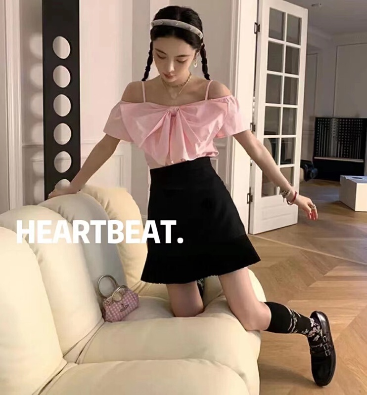 [hearteat] pure wind bowknot suspender shirt 579 \zjy