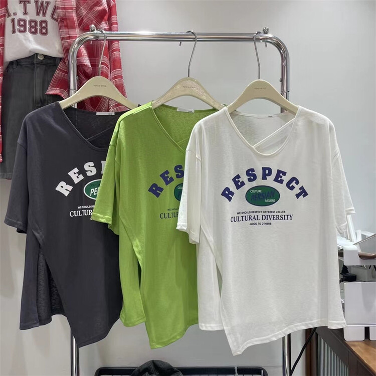 [yoyo style] casual simple loose letter short sleeve T-shirt 8575\xyy