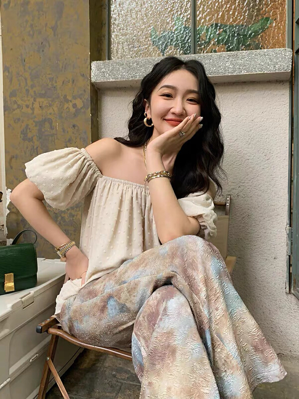 [Kiki studio] French small fresh one shoulder shirt 6103\hjy