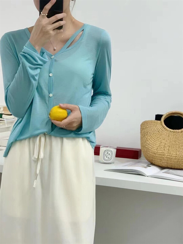 [star plus] V-neck Korean simple knitted cardigan 8687\lsw