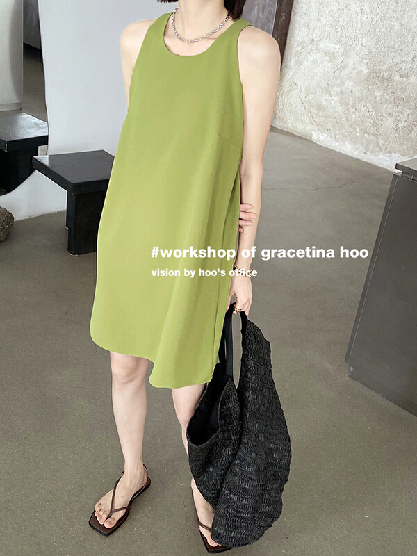[gracetina Hoo] minimalist cut shoulder dress ly693\cqw
