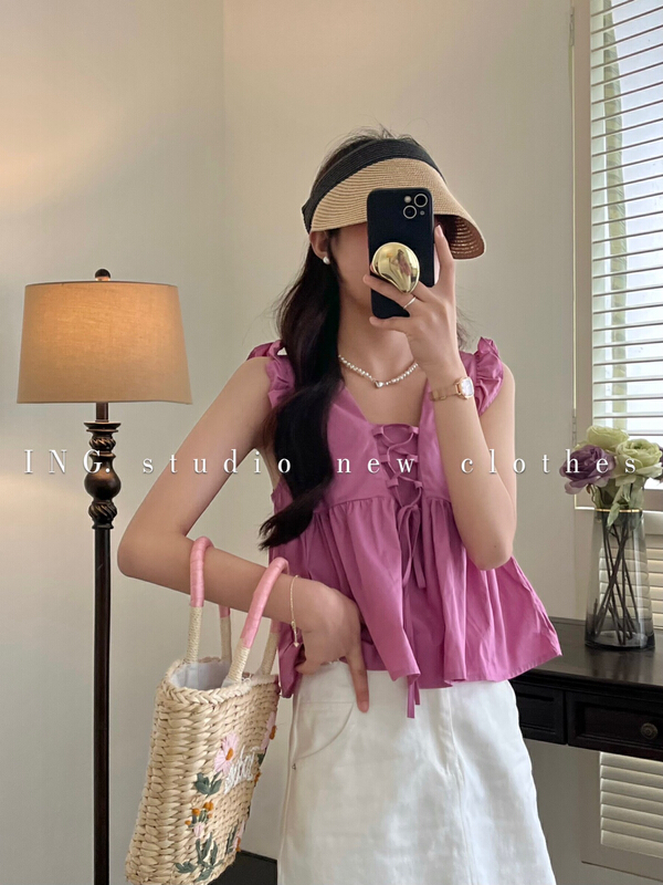 [ing] simple flying sleeve design baby suspender vest 9089