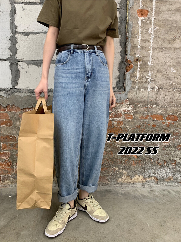 Original price 120.56! New year in early spring! [t-platform] comfortable and versatile wide leg jeans (with belt) 8162\zxx