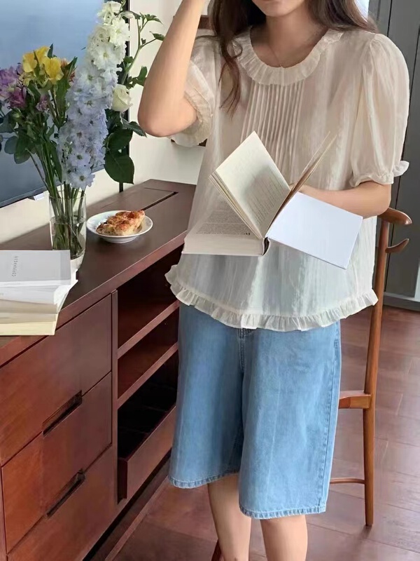 [sugar offices] fresh and simple flowered collar shirt 1206\hbx