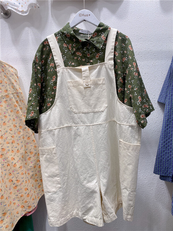 [hua+] button candy color comfortable strap pants 7286\lsw
